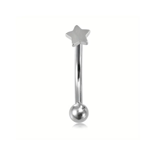 Piercing Rook Cartilagem Estrela Microbell Curvo Aço 316L